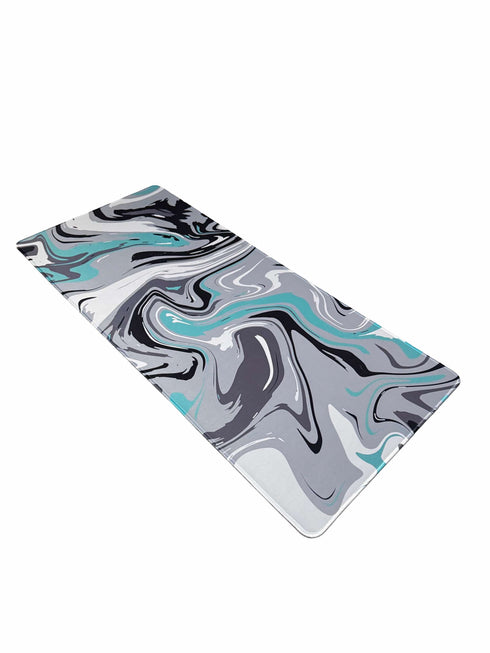 Muismat met lichtblauw gemarmerd patroon – Frost Bevel ontwerp met antislip onderzijde