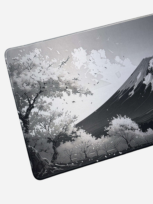 Fuji Blossom Black extended mousepad for gaming setup