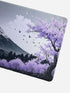 Fuji Blossom Purple desk mat with Japanese mountain design
