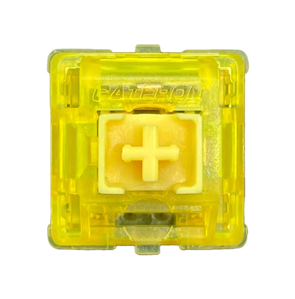 Gateron Ink V2 Yellow switch met felgele transparante behuizing en zachte gele stem – lineair mechanisch toetsenbord switch