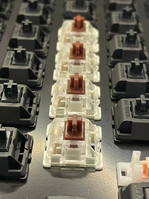 Gateron KS-9 Brown switches mounted in a mechanical keyboard