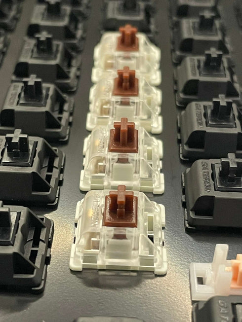 Gateron KS-9 Brown switches mounted in a mechanical keyboard