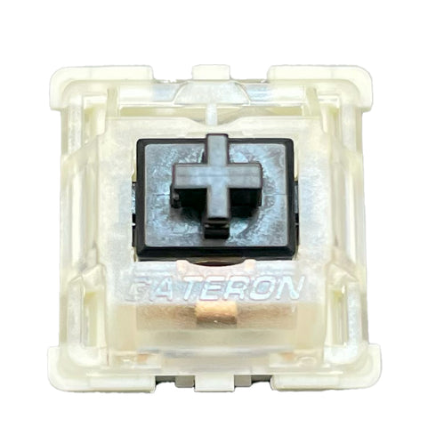 Gateron KS-9 Black mechanical switch top view showing black stem and translucent housing