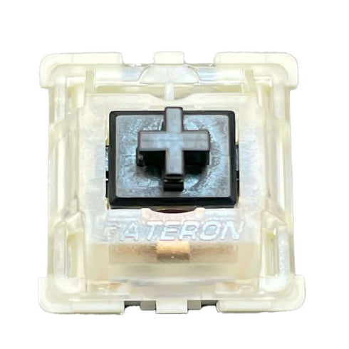 Gateron KS-9 Black mechanical switch top view showing black stem and translucent housing
