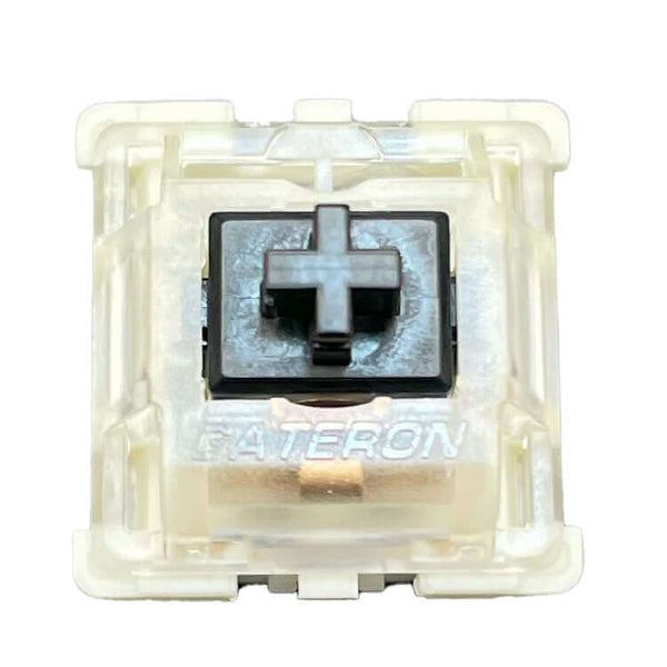 Gateron KS-9 Black mechanical switch top view showing black stem and translucent housing