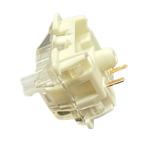 Angled side view of the Gateron KS-9 White switch highlighting its white base and translucent housing.