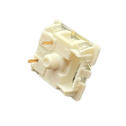 Onderzijde van Gateron KS-9 Yellow switch met witte behuizing en pinnen