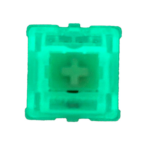 Gateron Luciola switch oplichtend in het donker – groene glow-in-the-dark verlichting