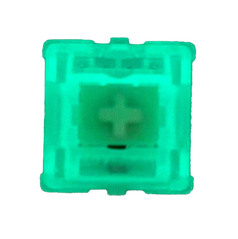 Gateron Luciola switch oplichtend in het donker – groene glow-in-the-dark verlichting