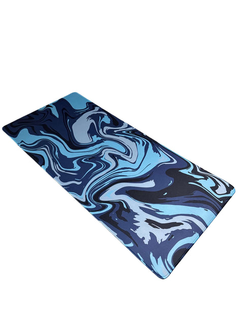 Muismat met diepblauw en grafietkleurig marmerpatroon – stijlvol en modern ontwerp