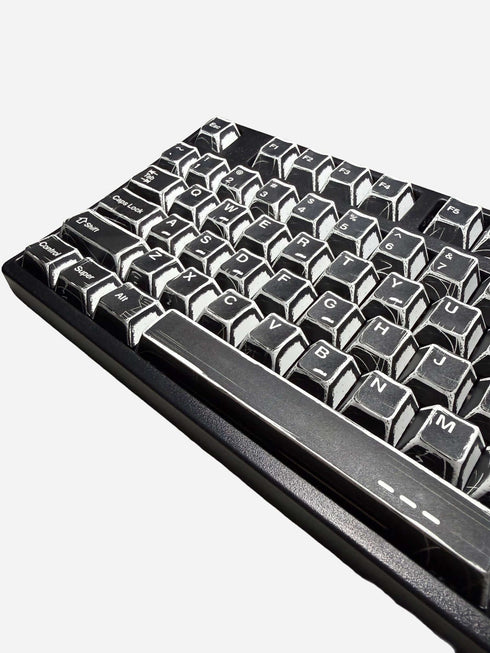 Graphite Black Cherry profile PBT keycaps close-up