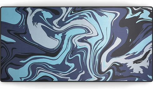 Muismat met donkerblauw en grafietgrijs marmerpatroon – Graphite Blue Bevel design