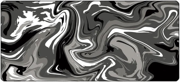 Muismat met grijs gemarmerd patroon in abstracte stijl – 900x400 mm – antislip