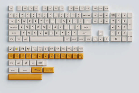 Witte toetsen met accentkleuren in geel – keycaps met hoge duurzaamheid en stijl