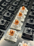 Kailh Speed Bronze switches geïnstalleerd in toetsenbord – schuine hoek met focus op layout