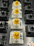 Kailh Speed Golden switches installed on a mechanical keyboard, viewed from the top side.