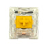 Top view of the Kailh Speed Golden switch featuring a yellow stem and transparent housing.