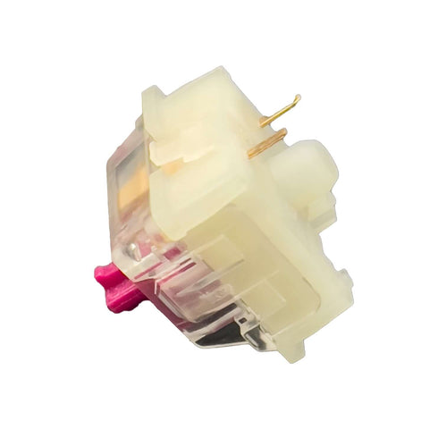 KTT Red Wine switch met roze stem en lichtdoorlatende zijkant – schuin bovenaanzicht