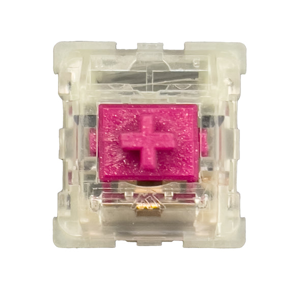 KTT Red Wine switch met roze stem en lichtdoorlatende zijkant – schuin bovenaanzicht