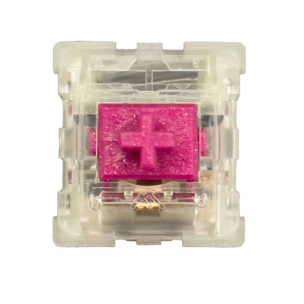 KTT Red Wine switch met roze stem en lichtdoorlatende zijkant – schuin bovenaanzicht