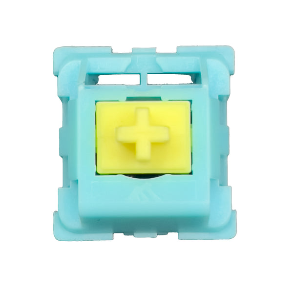 KTT Sea Salt Lemon switch met gele stem en lichtblauwe behuizing – lineaire mechanische switch