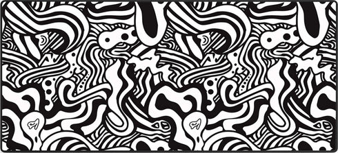 MonoMaze muismat met abstract zwart-wit doolhofpatroon – modern design voor gamers en creatievelingen