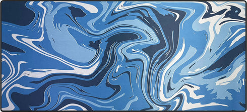 Muismat met abstract blauw marmerpatroon – Neon Blue Bevel stijl