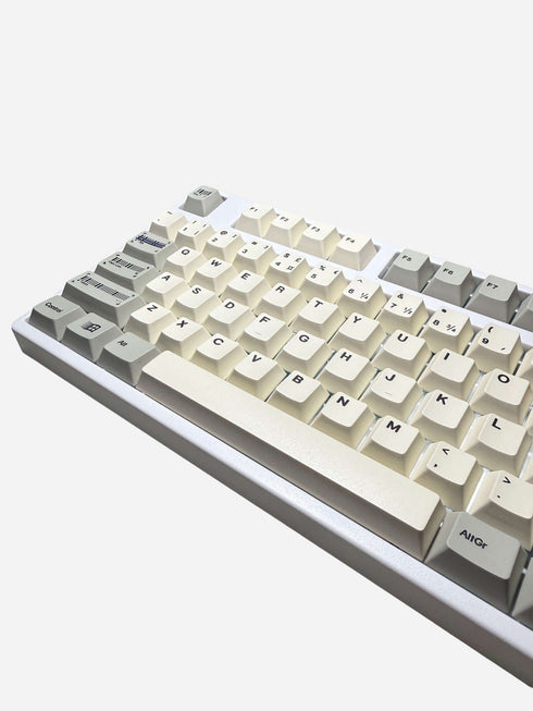 Office Grey Cherry profile PBT keycaps close-up