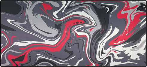 Muismat met rood-grijs gemarmerd patroon – modern design voor gaming en kantoor