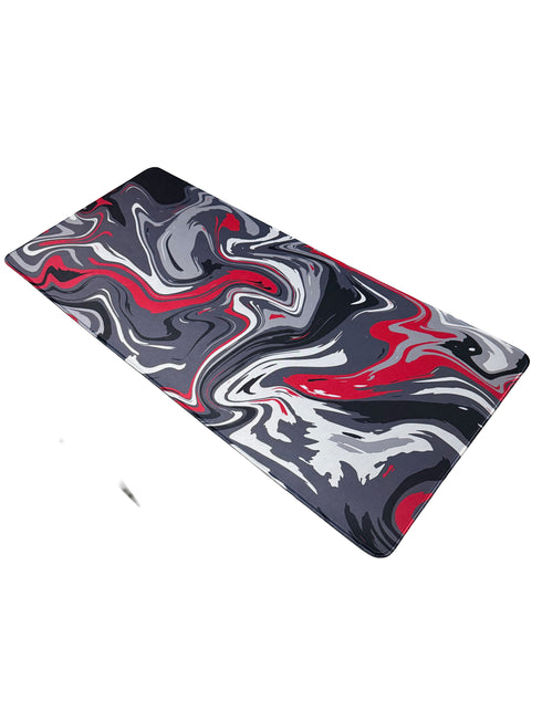 Muismat met modern rood-grijs marmerdesign – stijlvol voor werk en gaming setups