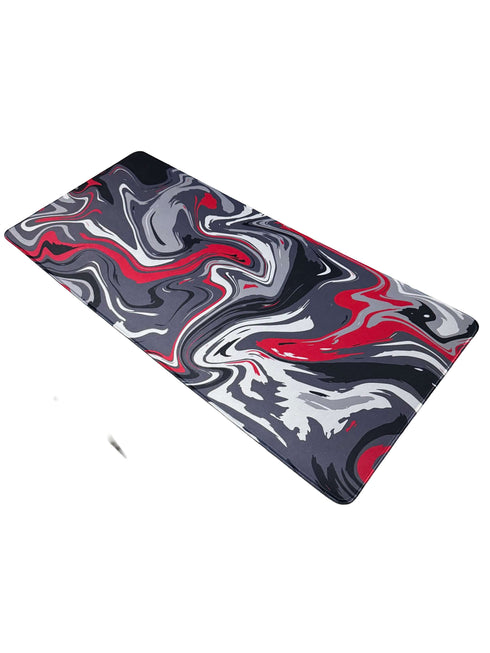 Muismat met modern rood-grijs marmerdesign – stijlvol voor werk en gaming setups