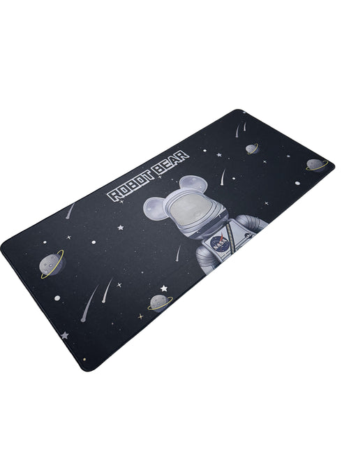 Muismat met cartoonachtige astronautenbeer in de ruimte – Robot Bear design met planeten en sterren