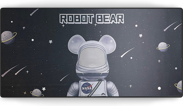 Muismat met astronautenbeer in de ruimte – Robot Bear design met sterren en planeten