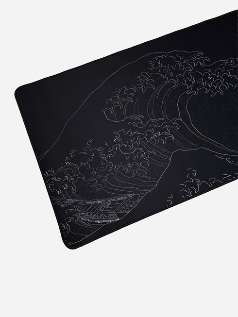 Tappetino Mouse Kanagawa Wave Nero/Bianco XXL – 900 x 400 x 3 mm – Antiscivolo