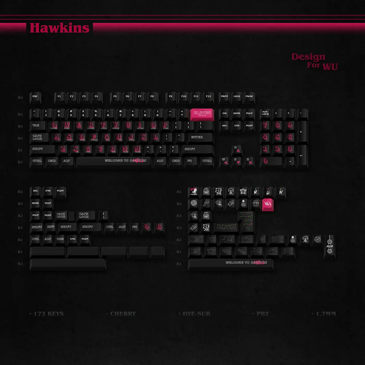 Keycaps Wukds Stranger Things Hawkins | PBT | 172 Keys – RGBKeys